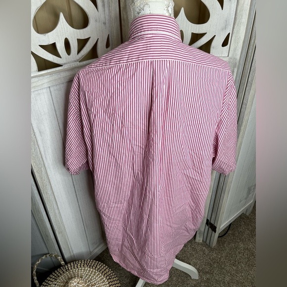 Ralph Lauren Button-Up Big Shirt Men's Size Large White Pink S/S Striped - Picture 5 of 5